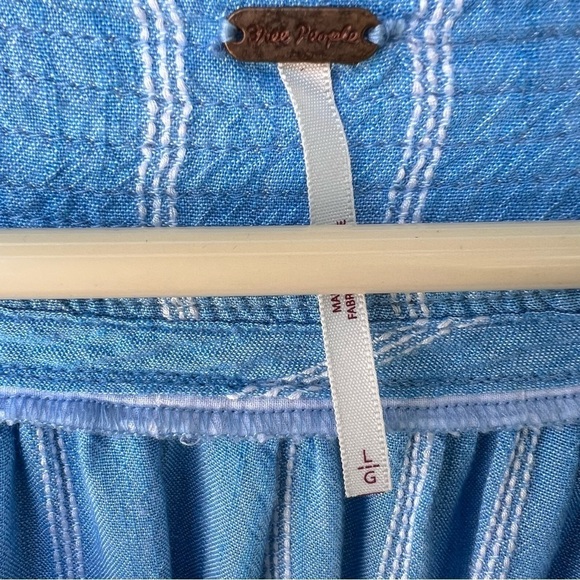 FREE PEOPLE BOHO FLOWY SKY BLUE AND WHITE STRIPED BALLOON SLEEVES TOP SI… - Picture 7 of 10